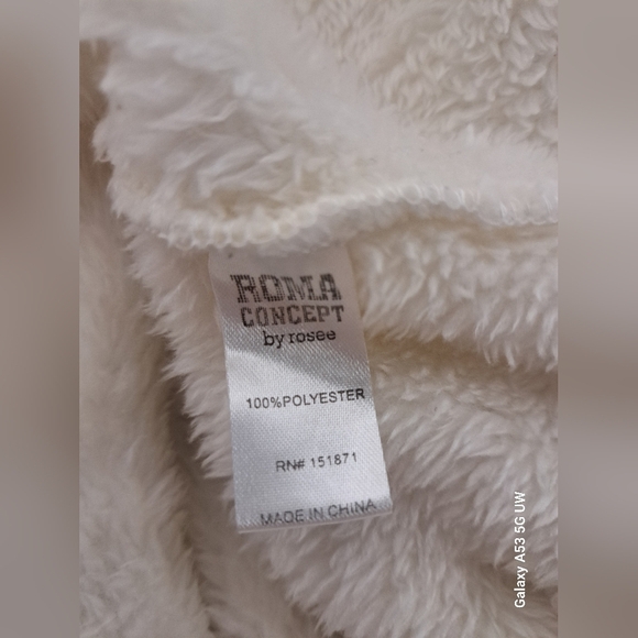 Roma Concept By Rosee L Ivory Fuzzy Cowlneck Sweater Elastic Waist Long Sleeve - Picture 5 of 6